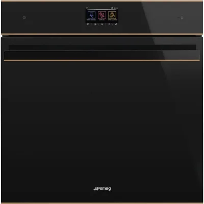 Smeg S Forno pirolitico con vapore Galileo Pyro steam SOP6604S2PNR finitura vetro nero e rame da 60 cm