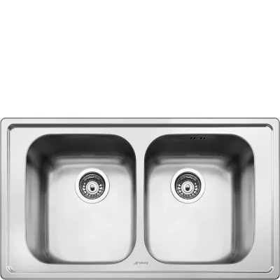 Smeg Lavello due vasche SP862 finitura acciaio inox spazzolato da 86 cm - IN PROMOZIONE FINO AL 30/06