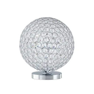 Lampada da tavolo in metallo e cristalli K9 cromato, 3 luci G9, 25x28cm