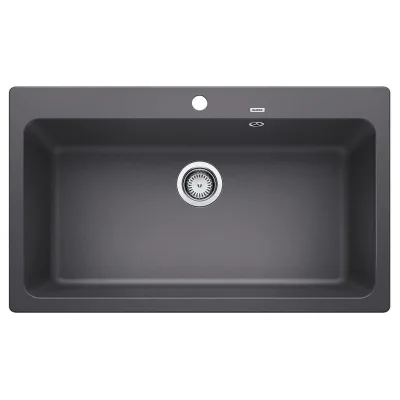 PRONTA CONSEGNA - Blanco Lavello una vasca NAYA XL 9 1521813 finitura grigio roccia da 86x51 cm - Sopratop