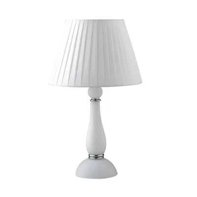 Lampada da tavolo bianco in vetro soffiato, finiture cromate, lampadina E14, 32x54cm