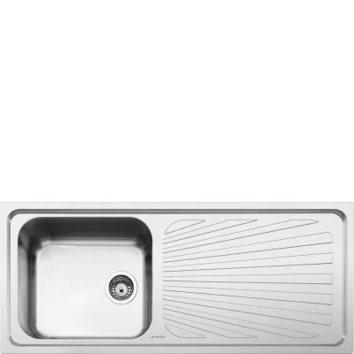 Smeg Lavello una vasca con gocciolatoio a destra SGE116.1D finitura acciaio inox spazzolato da 116 cm