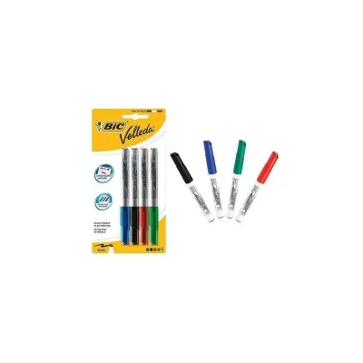 Bic Velleda 1741 Conf. 4 pennarelli per lavagna bianca Punta media Linea 1,4mm Cancellabilità ottimale 875593