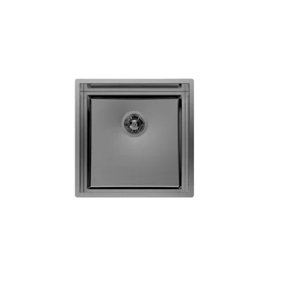 Foster Lavello una vasca 1254 856 finitura acciaio PVD gun metal da 47x47 cm - IN PROMOZIONE FINO AL 30/06