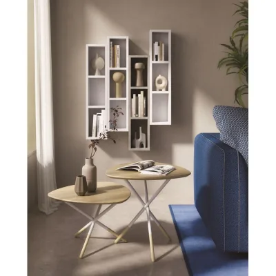 Maconi Tavolino Roma 1023 con piano in legno da Ø54 cm e h. 36 cm