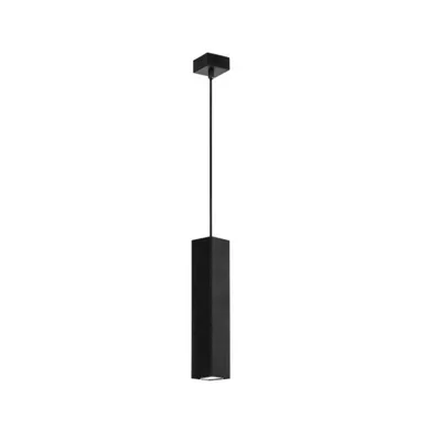Lampadario a sospensione struttura quadrata in metallo nero, lampadina GU10, 6x200x30cm