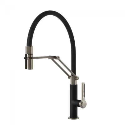 PRONTA CONSEGNA - Gessi Miscelatore semi pro monocomando con doccetta estraibile Officine - Gessi 60055 599 finitura Finox / Matte Black - IN PROMOZIONE FINO AL 5/09