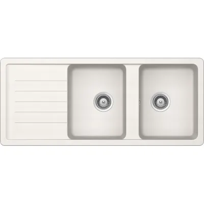 Schock Lavello due vasche con gocciolatoio TOLEDO D200 TOLD200A99 finitura bianco puro da 116x50 cm