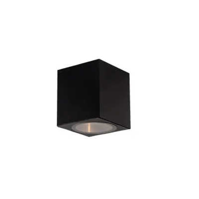 Plafoniera per esterni cubica nera, in alluminio, 1 lampadina E27, 15x17cm