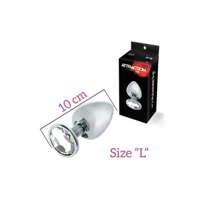 Plug anale metallo taglia L con gemma base larga 10 cm