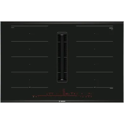 Bosch Piano cottura a induzione con cappa integrata Extra PXX875D67E in vetroceramica nero da 80 cm - Serie 8