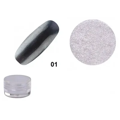 Polvere effetto chrom decorazione unghie 01 argento