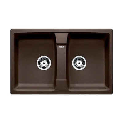 Blanco Lavello due vasche SONA 8 1535063 finitura caffè da 78x50 cm - Sopratop