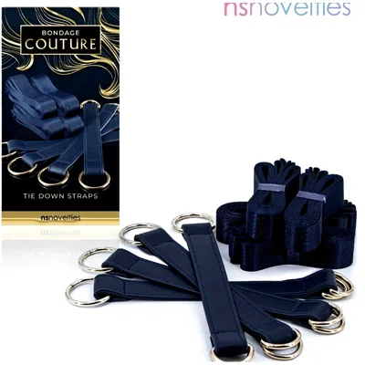 Bondage Couture The Down Straps set cinghie bondage letto regolabili blu oro