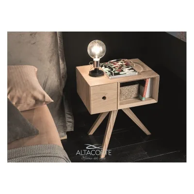 Altacorte Comodino 1 cassetto Geko in legno da 50 cm e h. 60 cm