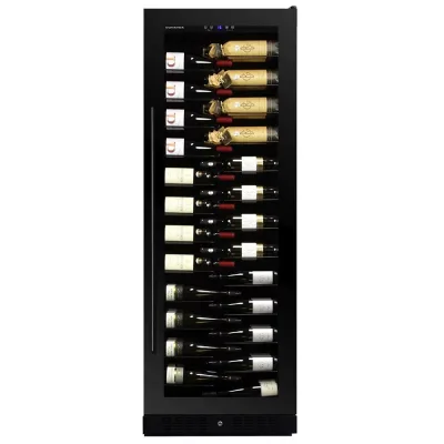 Dunavox Cantina vino a incasso o a libera installazione Grande-143 DX-143.468B finitura full glass nero da 65.5 cm
