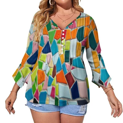 Maglia con maniche a petalo arricciate