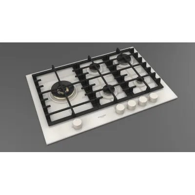 Fulgor Piano cottura a gas FPH 755 G WK WHG finitura vetro bianco da 75 cm