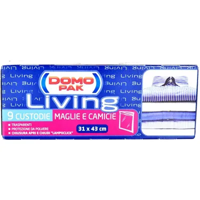 Domopak Living Custodia Maglie e Camicie 31x43 cm Set 9 Pezzi con Chiusura Lampoclick