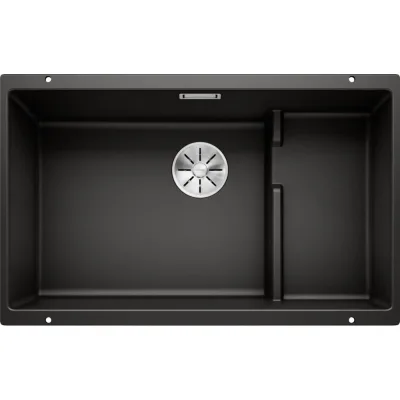 PRONTA CONSEGNA - Blanco | Lavello una vasca con gocciolatoio dx integrato SUBLINE 700-U Level 1526004 finitura nero da 73x46 cm - Sottotop