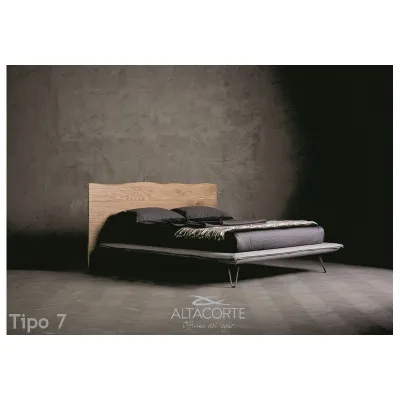 Altacorte Letto king size imbottito con testiera Wood Tipo 7 da 180 cm