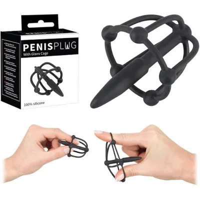 You2Toys Penis Plug Glans Cage Dilatatore Uretrale Silicone Nero 5,7 cm