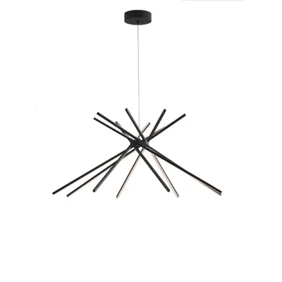Lampadario a sospensione LED nero in alluminio, 56W, Luce naturale, 113x160cm