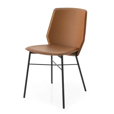 Connubia Sedia Sibilla CB1959 con struttura in metallo e seduta in rigenerato di cuoio - IN PROMOZIONE FINO ALL' 11/07