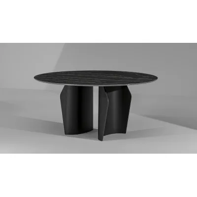 Bonaldo Tavolo rotondo fisso Flame con struttura in metallo e piano a scelta da Ø160 cm
