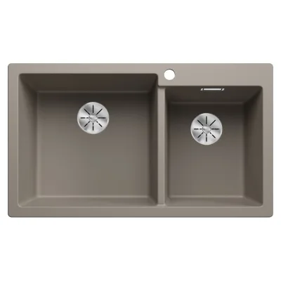 Blanco Lavello due vasche (vasca grande sx) PLEON 9 1527642 Stainless Steel finitura tartufo da 86x50 cm - Sopratop