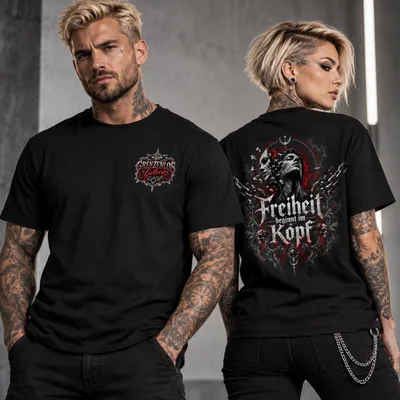 T-shirt Swinger "Freiheit Beginnt im Kopf" per coppie aperte e scambisti unisex