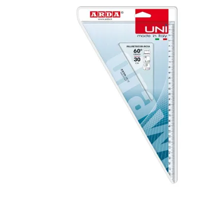 Squadra Uni in plastica trasparente 60 gradi 30 cm