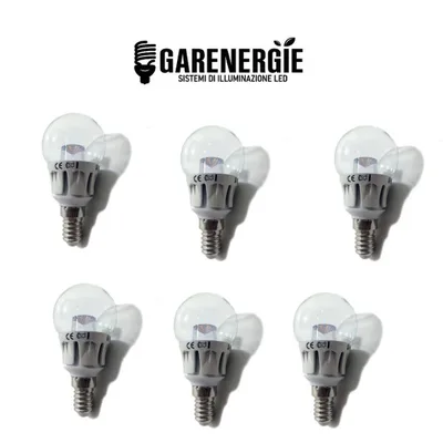 kit 6pz lampada pallina mini globo led g45 5w e14 luce calda 3000k