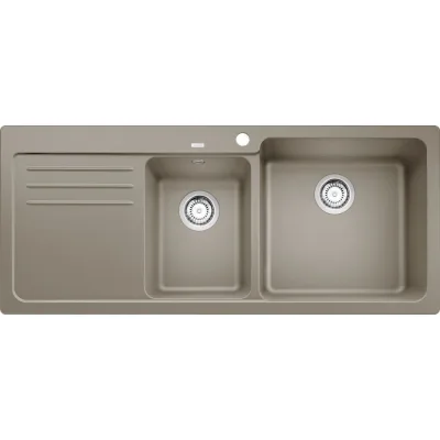 Blanco Lavello una vasca con gocciolatoio sx NAYA 8 S 1525785 finitura tartufo da 116x50 cm - Sopratop