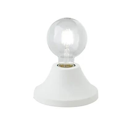 Lampada da tavolo essenziale in metallo bianco, lampadina E27, 15x8cm