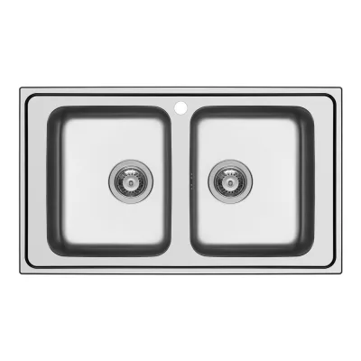 Schock Lavello due vasche WAVE N200 WAVN200 finitura inox spazzolato da 86x50 cm