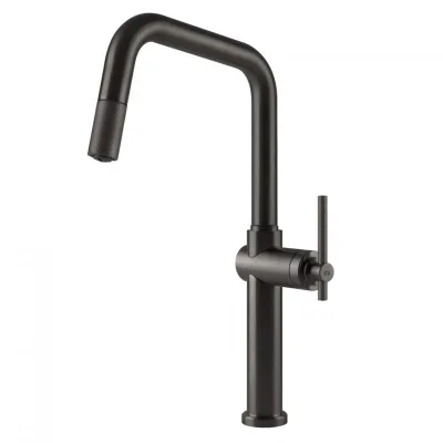 Gessi Miscelatore monocomando con doccetta estraibile Habito 60652 707 finitura Black Metal Brushed