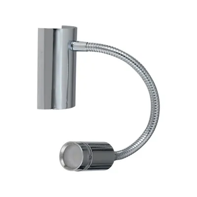 Applique in metallo cromo con braccio flessibile, 1 LED da 3W, 32x9cm