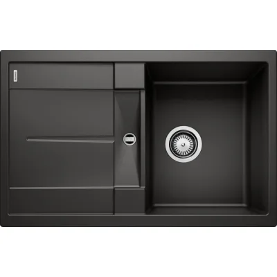 Blanco Lavello una vasca con gocciolatoio METRA 45 S 1525915 finitura nero da 78x50 cm - Sopratop