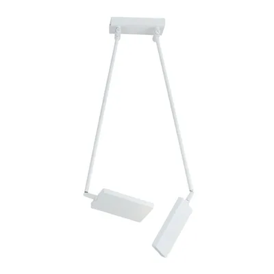 Plafoniera LED bianca in metallo, 2 LED da 18W, Luce naturale, 200x85cm