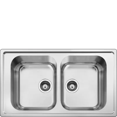 PRONTA CONSEGNA - Smeg Lavello due vasche LPR862 finitura acciaio inox da 86 cm