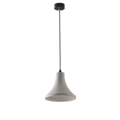 Lampadario a sospensione campana grigio in cemento naturale, lampadina E27, 22x129cm