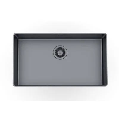 PRONTA CONSEGNA - Foster Lavello una vasca 4371 056 finitura acciaio PVD gun metal da 72.6x41.6 cm