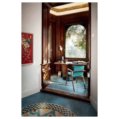 Cassina Tavolo fisso Stadera con struttura in ferro e piano in noce da 143x83 cm