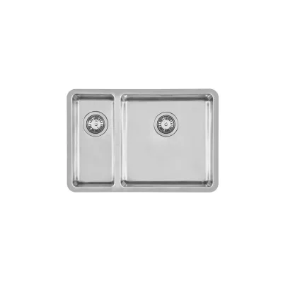 Foster Lavello due vasche 2202 851 finitura acciaio inox da 66x45 cm - Vasca grande a destra