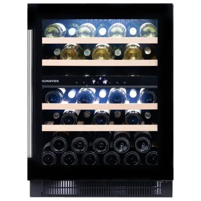 Dunavox Cantina vino a incasso o a libera installazione Flow-39 DAUF-39.121DB finitura full glass nero da 59.5 cm