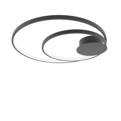 Plafoniera moderna in alluminio e silicone nero, 1 LED 40W, 61.5x20cm