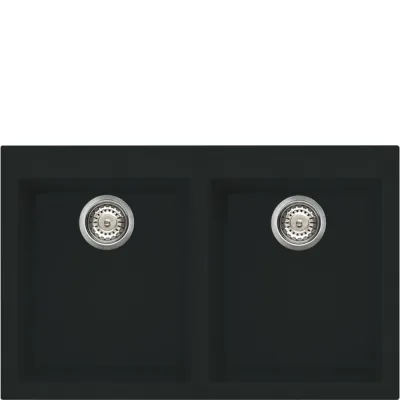 Smeg S Lavello due vasche VZ3434N finitura nero da 79x50 cm - Sopratop - IN PROMOZIONE FINO AL 6/07