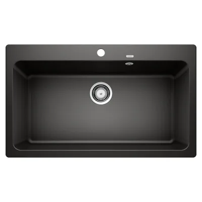 PRONTA CONSEGNA - Blanco | Lavello una vasca NAYA XL 9 1525947 finitura nero da 86x51 cm - Sopratop