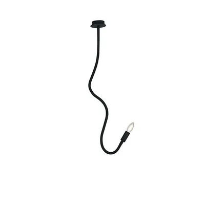 Plafoniera curvilinea in metallo e silicone nero, lampadina E14, 10x100cm